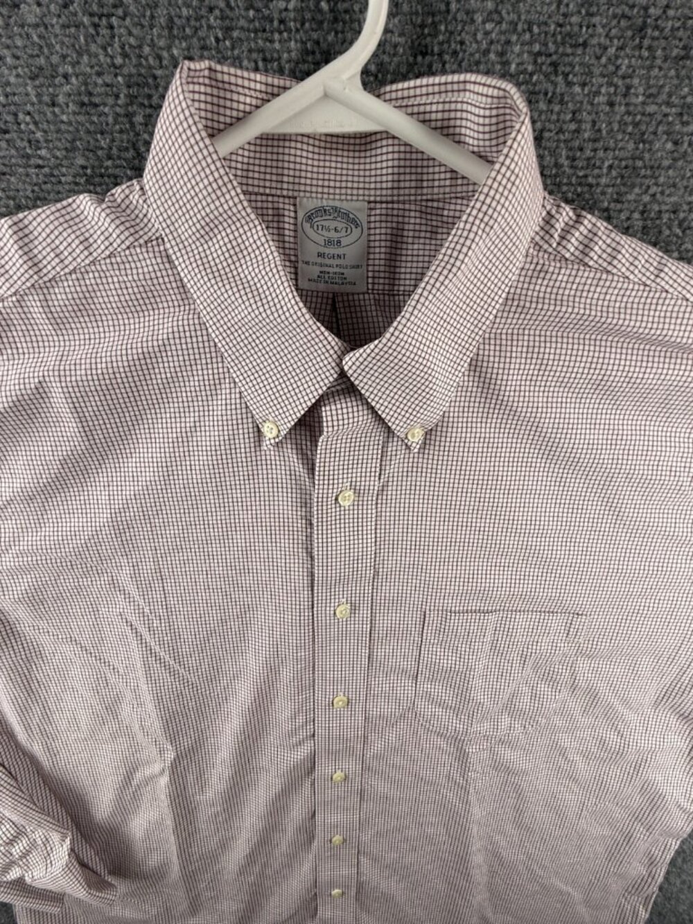 Brooks Brothers Red Check 17.5 6/7 Cotton Button-Down Regent Non-Iron Men Shirt